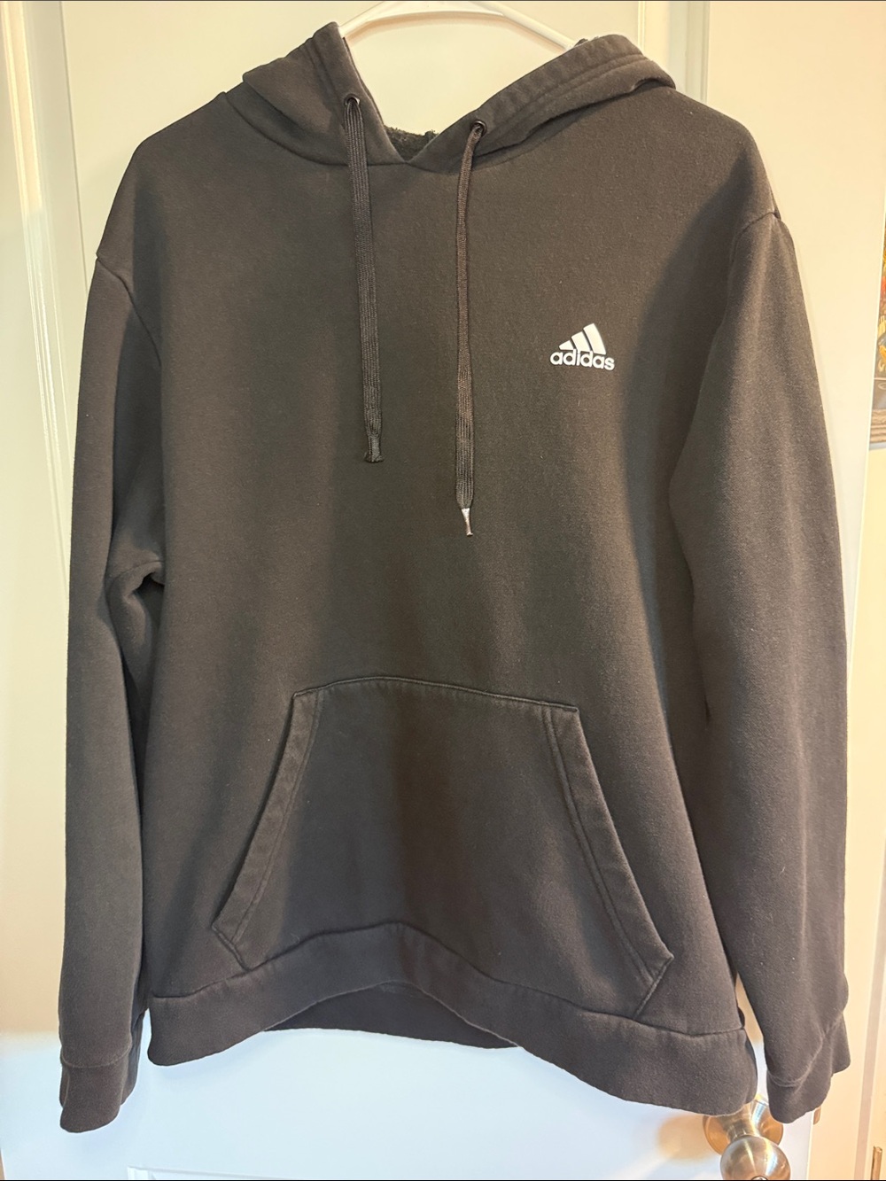adidas Black Pullover Hoodie with Small White Logo